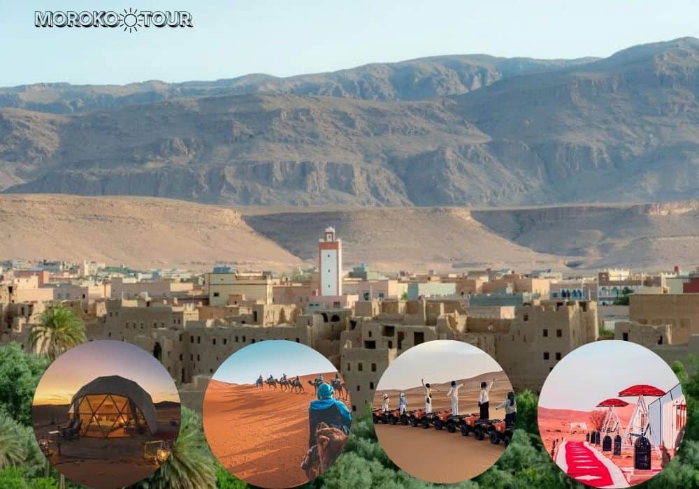 alt="Camel caravan crossing Sahara dunes at sunset