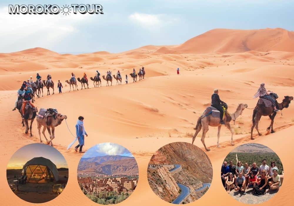 "2 Days Desert Tour from Fes to Marrakech via Merzouga with camel trek in Erg Chebbi dunes and overnight Sahara desert camp"