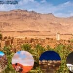 Winding road through the dramatic red cliffs of Dades Valley.