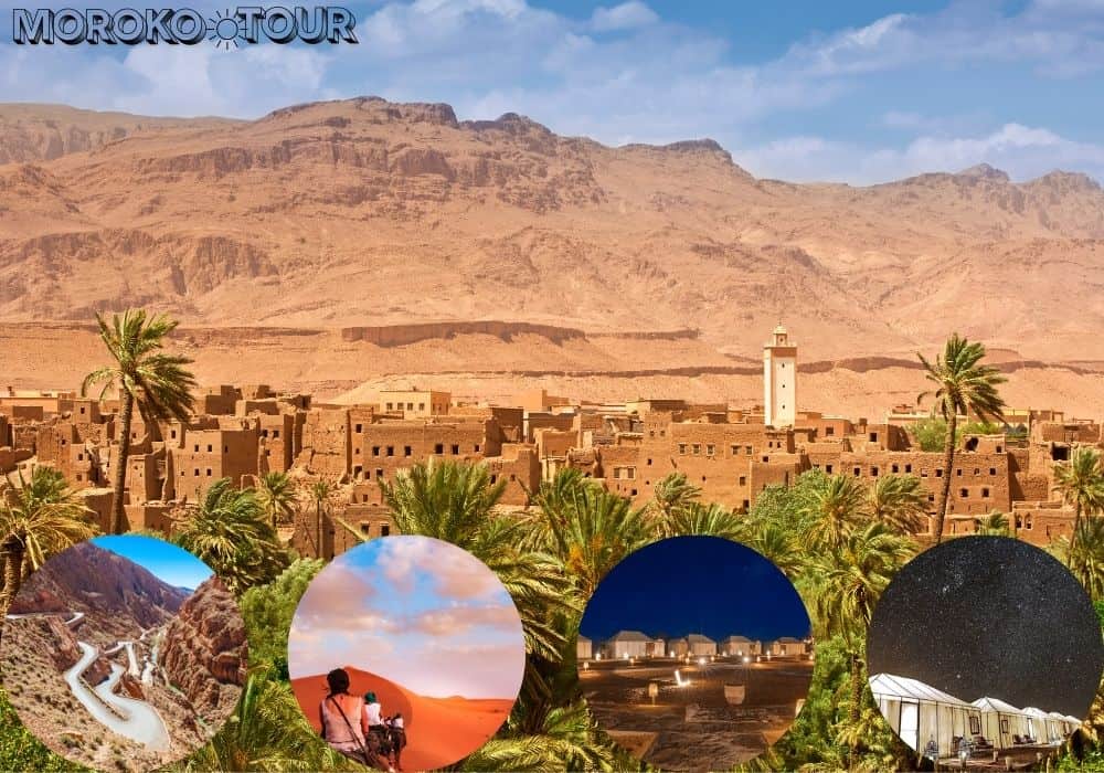 Winding road through the dramatic red cliffs of Dades Valley.