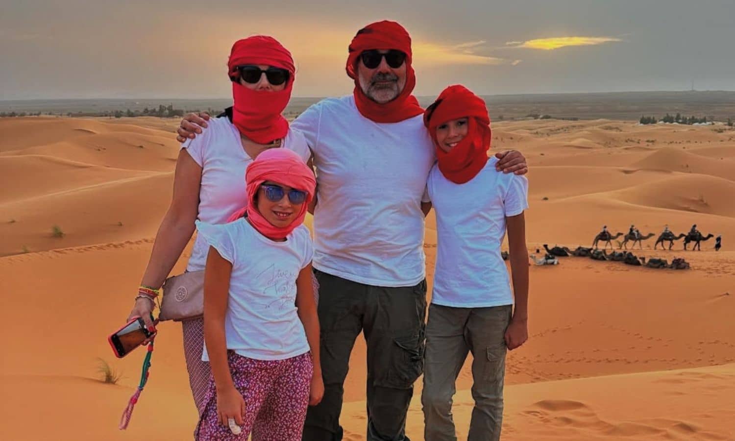 Camel Ride – 3 Days Desert Tour from Fes to Marrakech Travelers riding camels across the Erg Chebbi dunes during the 3 Day Desert Tour from Fes.