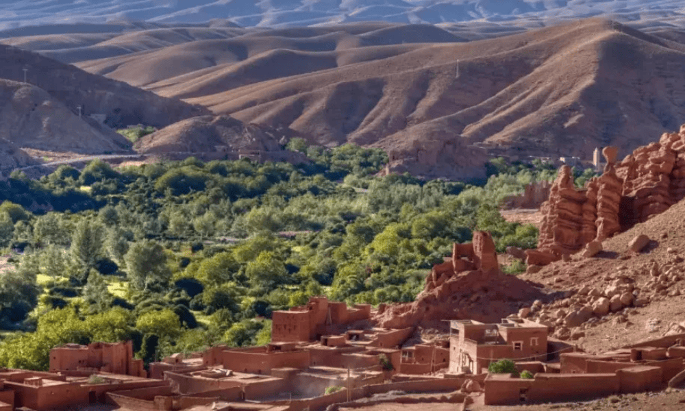 High Atlas Mountains Morocco Scenic view of the High Atlas Mountains on the 3-day Marrakech desert tour to Merzouga